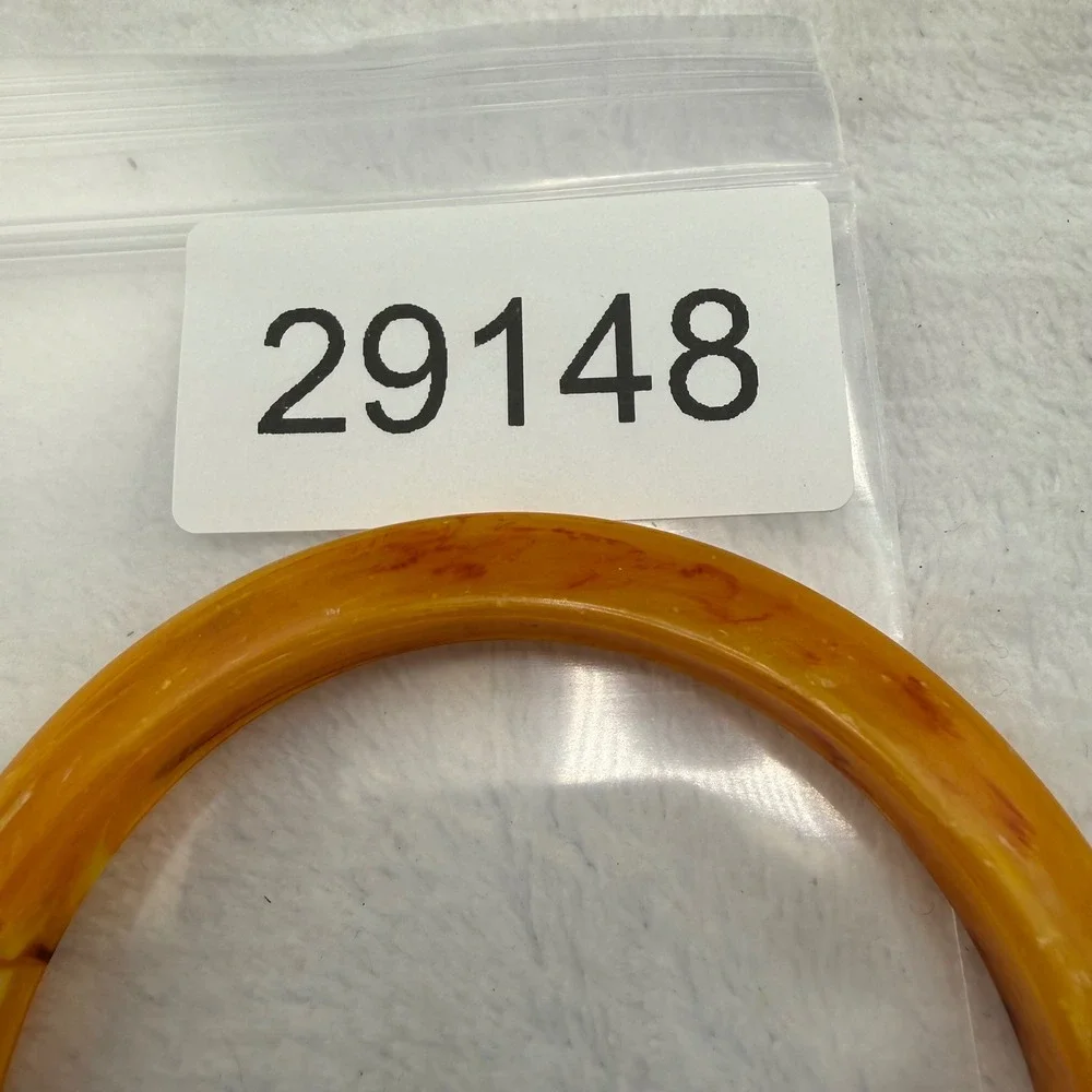 Vintage Bangle Bracelet Orange Yellow Marbled Swirl Acrylic  Retro 8.5